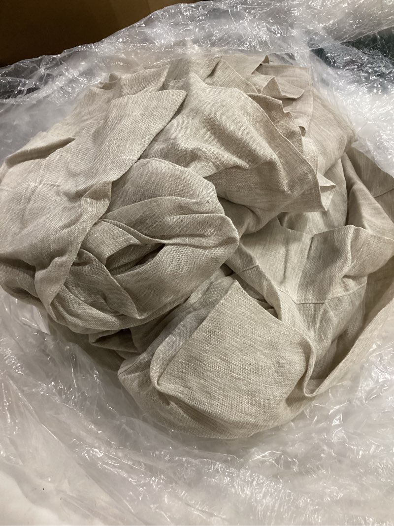 Condition photo showing Good Condition for european linen sheer curtain set, 48x108, flax