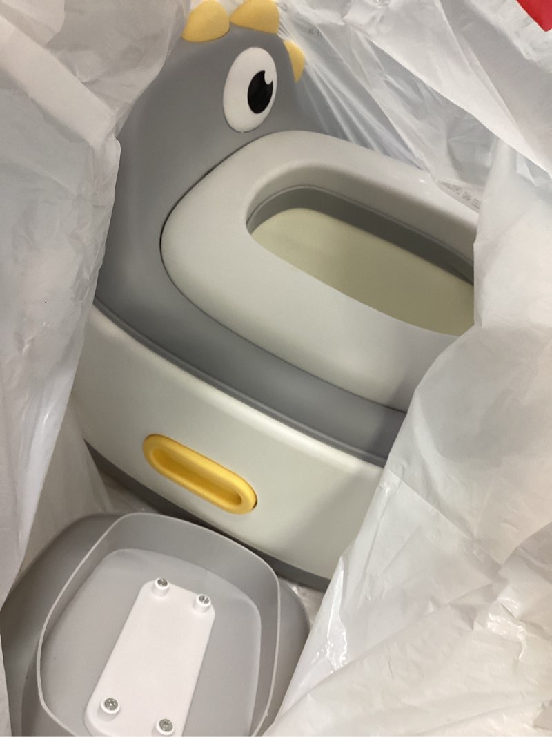 Condition photo showing As Is for toddler potty toilet for baby 3-in-1 training seat, potty chair for kids portable removable seat with sturdy step stool, splash guard & comfortable backrest, bowl easy to clean gray