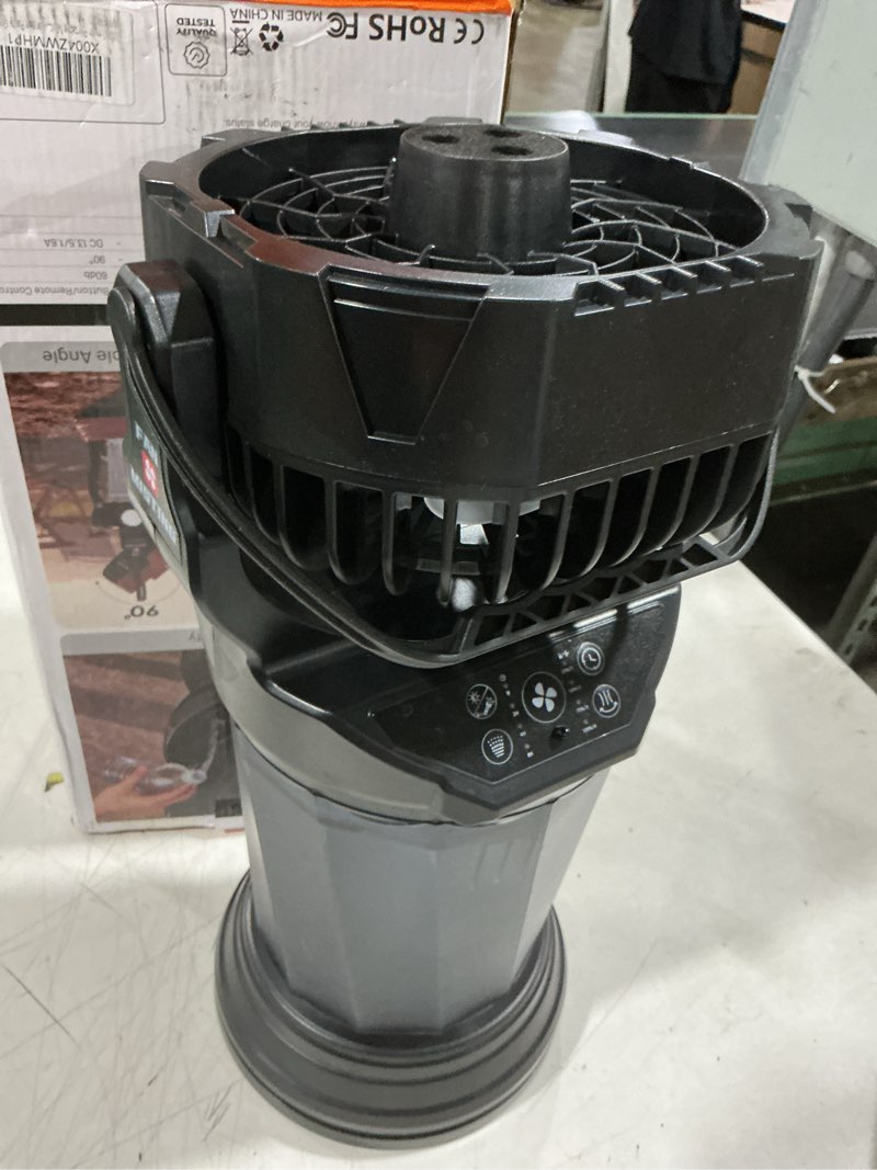 Condition photo showing As Is for ghora 2026 new portable misting fan,25000mah rechargeable battery operated fan for outside patios, 60h runtime oscillating mist fan with remote, 2l water tank & rgb for camping, beach
