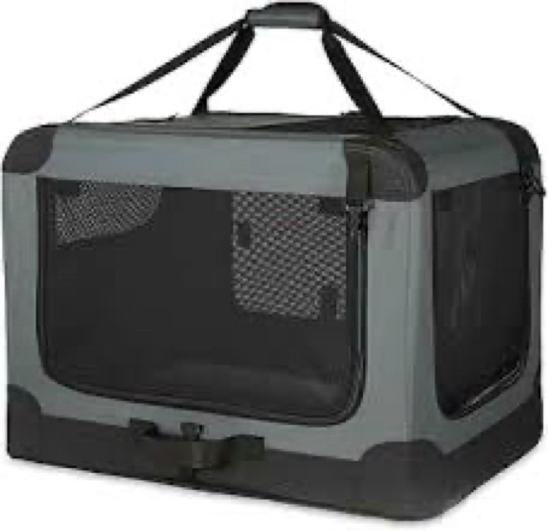 amazon basics portable folding soft dog crate, 4-doors, collapsible travel kennel for cat, dog, and 