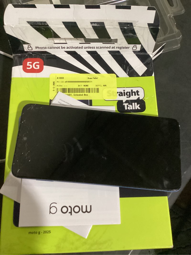 Condition photo showing As Is for screen display damaged straight talk motorola moto g 2025, 5g, 64gb, blue - prepaid smartphone [locked to straight talk]