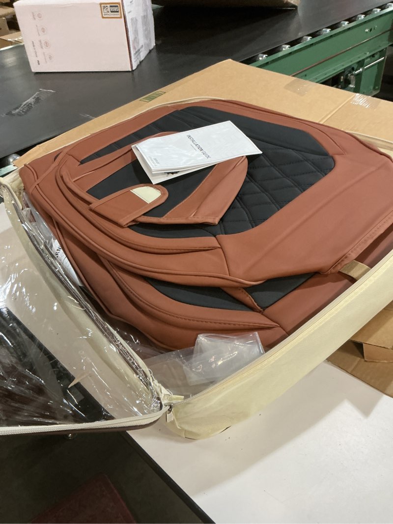 Condition photo showing Good Condition for Similar ))Coverado Car Seat Covers Full Set, Waterproof Airbag Compatible Faux Leather Front and Back Car Seat Protectors, Universal Fit for Most Sedans SUV Pick-up Truck, Black&Brown