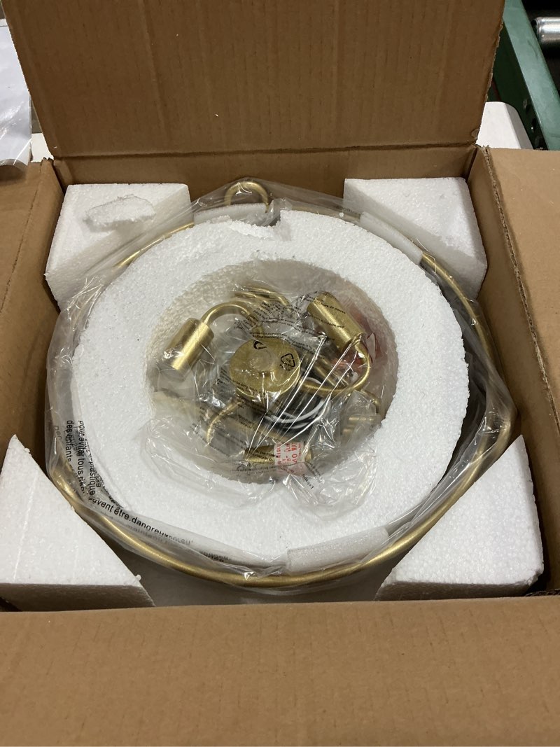 Condition photo showing New/Like New for wuzups chandelier 3-light semi-flush mount ceiling light frosted white glass shade modern lighting fixture for diningroom hallway kitchen bathroom, h 10" x w 14.8", e12 base, gold gold, frosted white shade