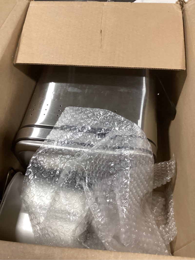 Condition photo showing As Is for Cuisinart Bread Maker Machine, Stainless Steel Automatic Bread Machine with 12 Menu Options, 3 Loaf Sizes up to 2 Lb., 3 Crust Colors, Removable Nonstick Baking Pan & Kneading Paddle, CBK-110NAS Compact Machine