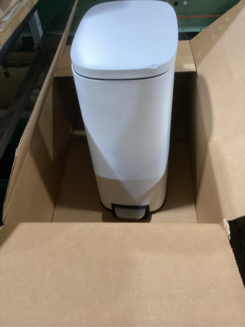 Condition photo showing As Is for tidyard kitchen trash can, stainless steel garbage bin 10l white, for home kitchen
