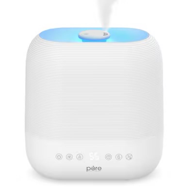 pure enrichment hume sense cool mist/warm mist medium room tabletop humidifier - white