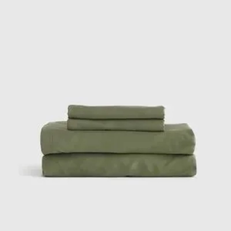 quince olive green bamboo sheet set size king 