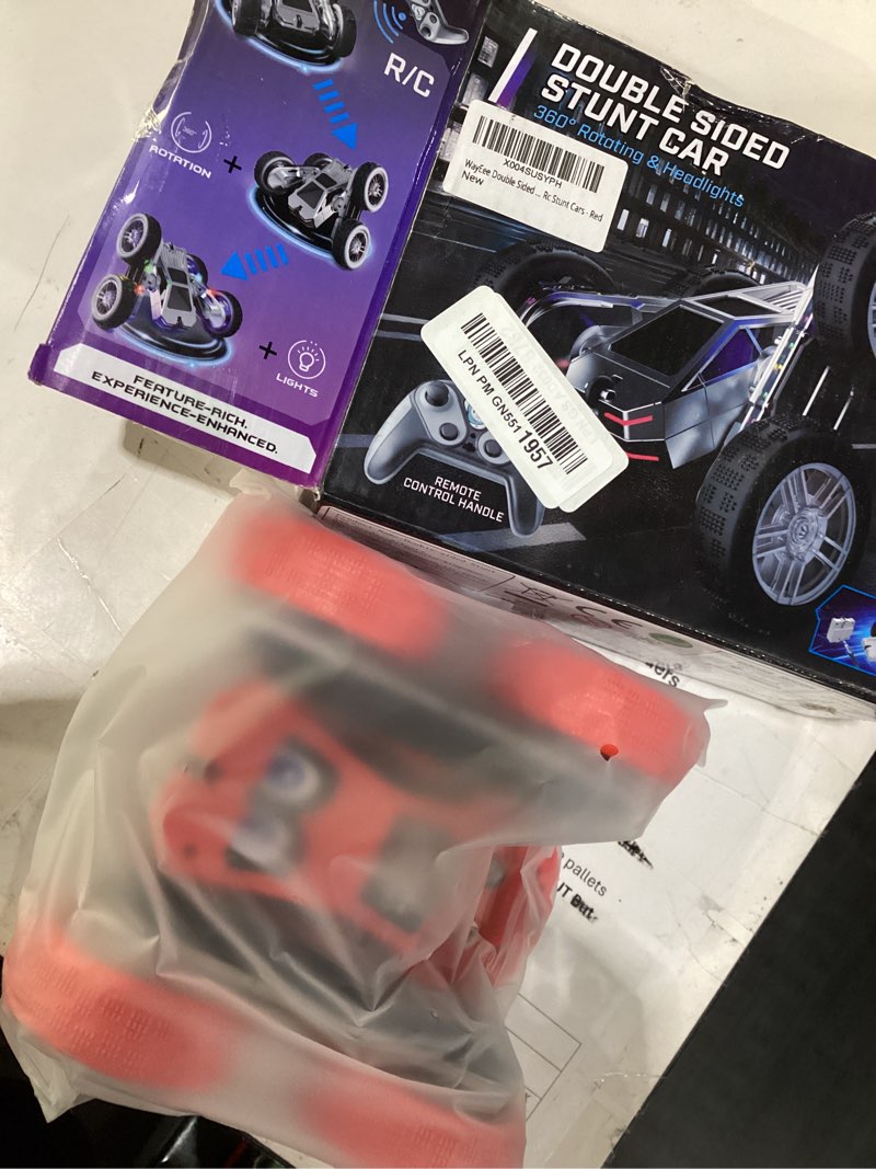 Condition photo showing Good Condition for wayeee remote control car, 360° flips rc stunt car with led lights strips, type-c charge modular battery, 2.4 ghz double sided high speed rc cars for boys age 8-12 girls 3+ kids toys birthday gifts red