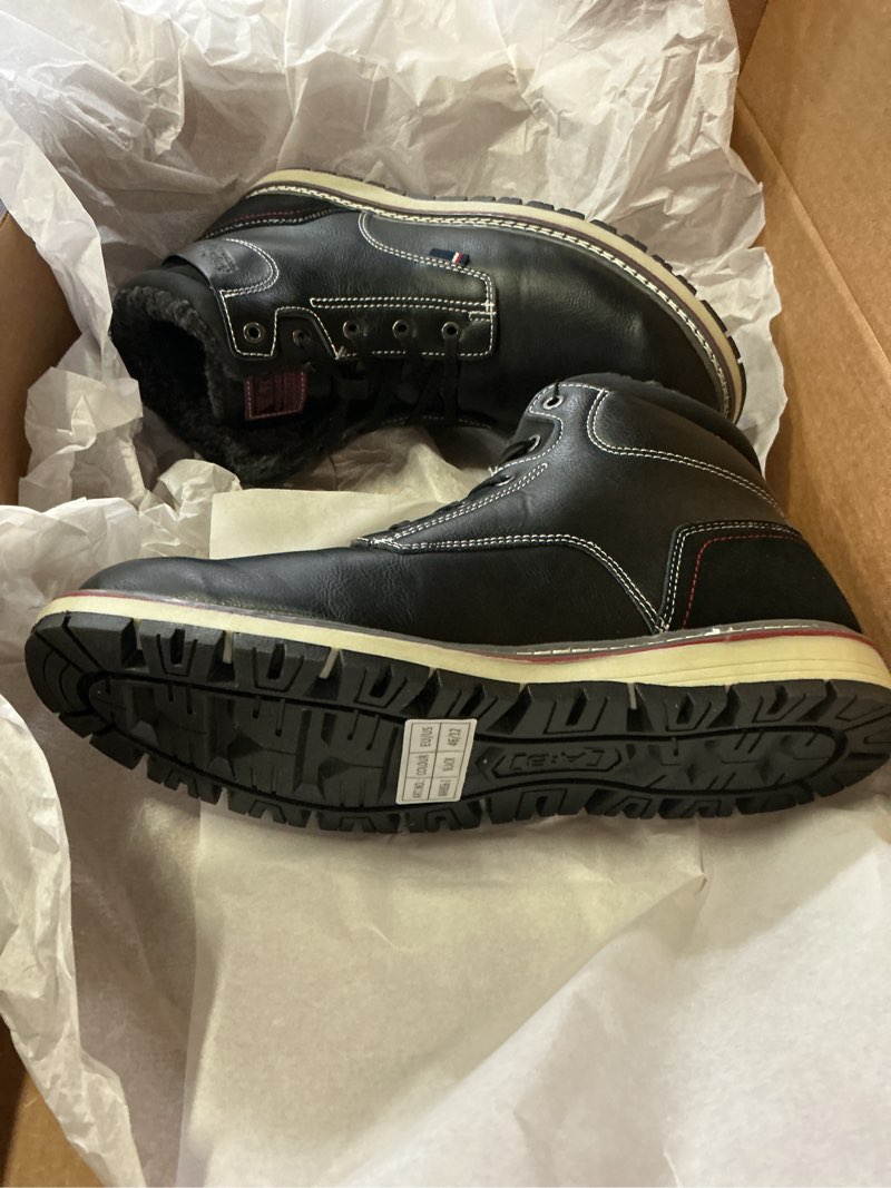 Condition photo showing New/Like New for (size 12)arrigo bello mens winter boots snow casual booties warm fur mesh lined ankle outdoor lightweight non-slip trekking walking leather shoes