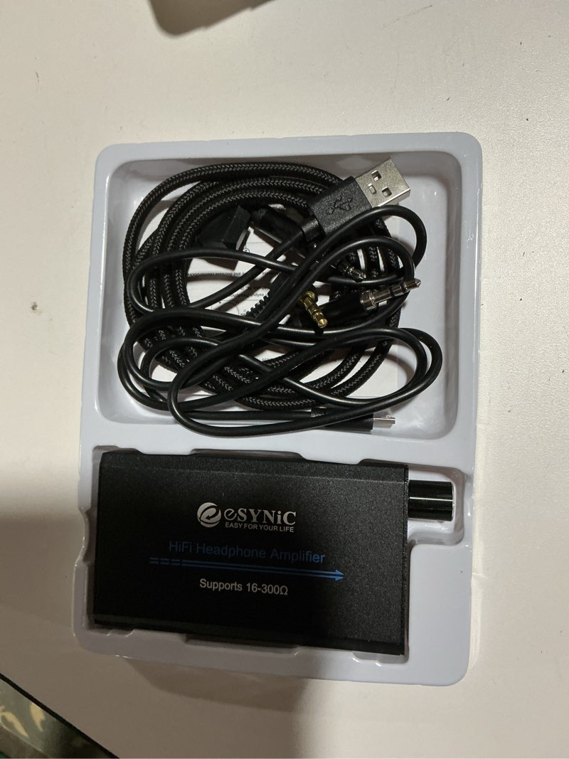 Condition photo showing As Is for eSynic 16-300 Ohms Portable Headphone Amplifier-1000mAH Rechargeable Headphone Amp with Gain Switch & Volume Control-Aluminum Alloy 3.5MM AUX Audio Amplifier for Phone/Laptops/PC/MP4/Gaming Consoles Gain Switch Style