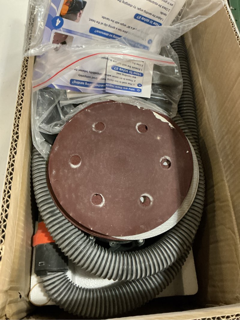Condition photo showing As Is for drywall sander, 1000w popcorn ceiling removal tool, automatic drywall sander with vacuum dust collection, led light, 6 variable speed 800-2200rpm, foldable & extendable handle,15pcs sanding discs