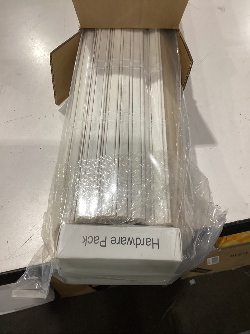 Condition photo showing New/Like New for seeye cordless bamboo blinds shades, light filtering bamboo roller shades natural roman blind shade, roll up blind for windows, easy to install for door, bedroom, 27" w x 64" h, white white 27"w x 64"h