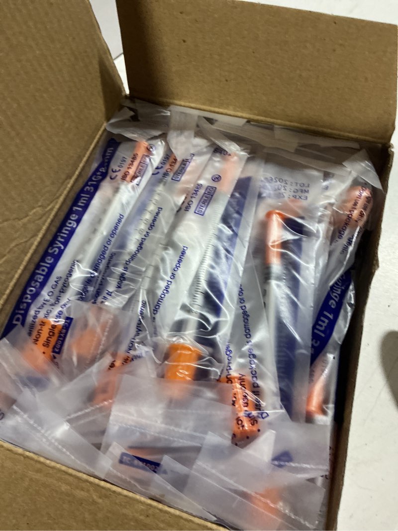 Condition photo showing Good Condition for u-100 1ml syringes 31g 5/16 "?8mm?, lab supplies, individually wrapped, pack of 100 1ml-31g-5/16" 100.0