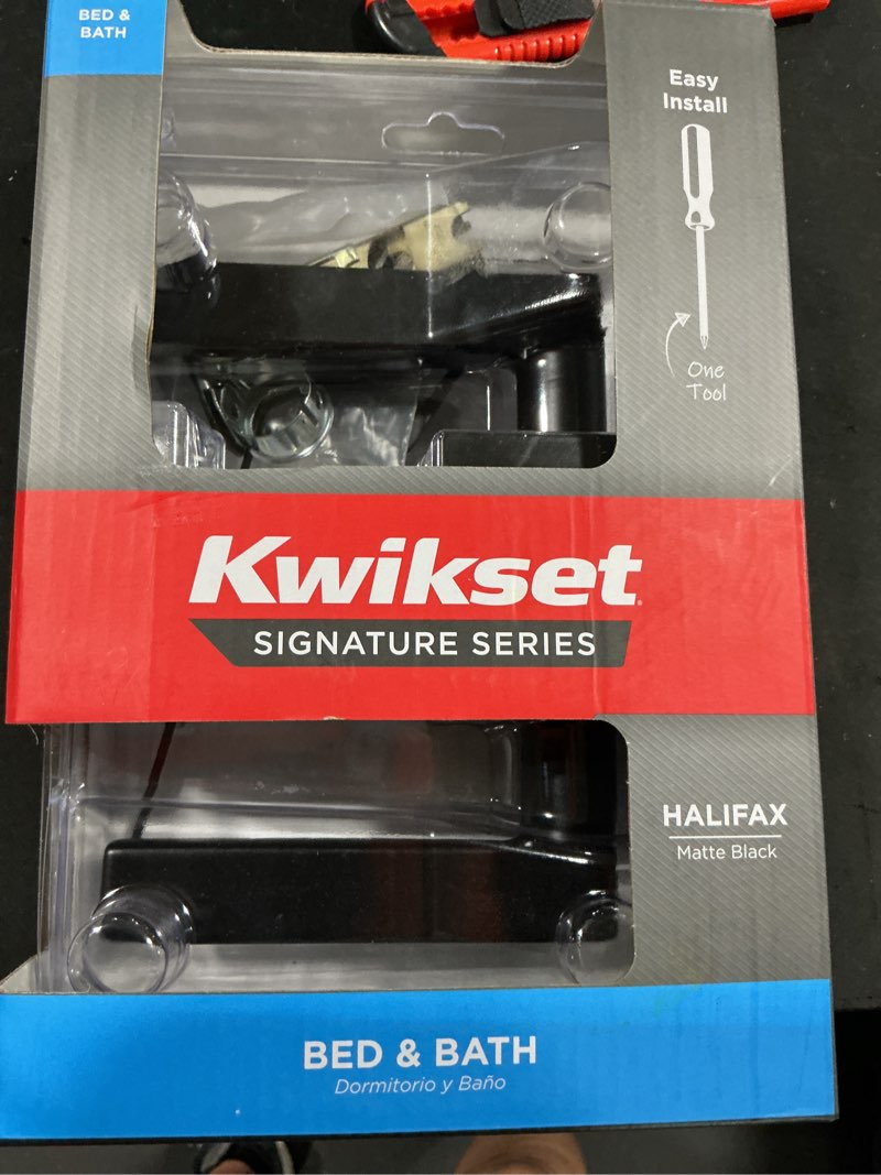 Condition photo showing As Is for kwikset halifax matte black privacy lever right or left handed