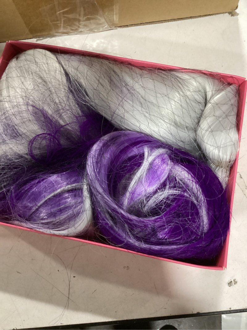 Condition photo showing Good Condition for wecan silver grey to purple wig 28 inches long sliver to purple wavy wigs for women synthetic hair replacement wigs halloween cosplay daily party heat-resistant fiber wig 28 inch sliver to purple