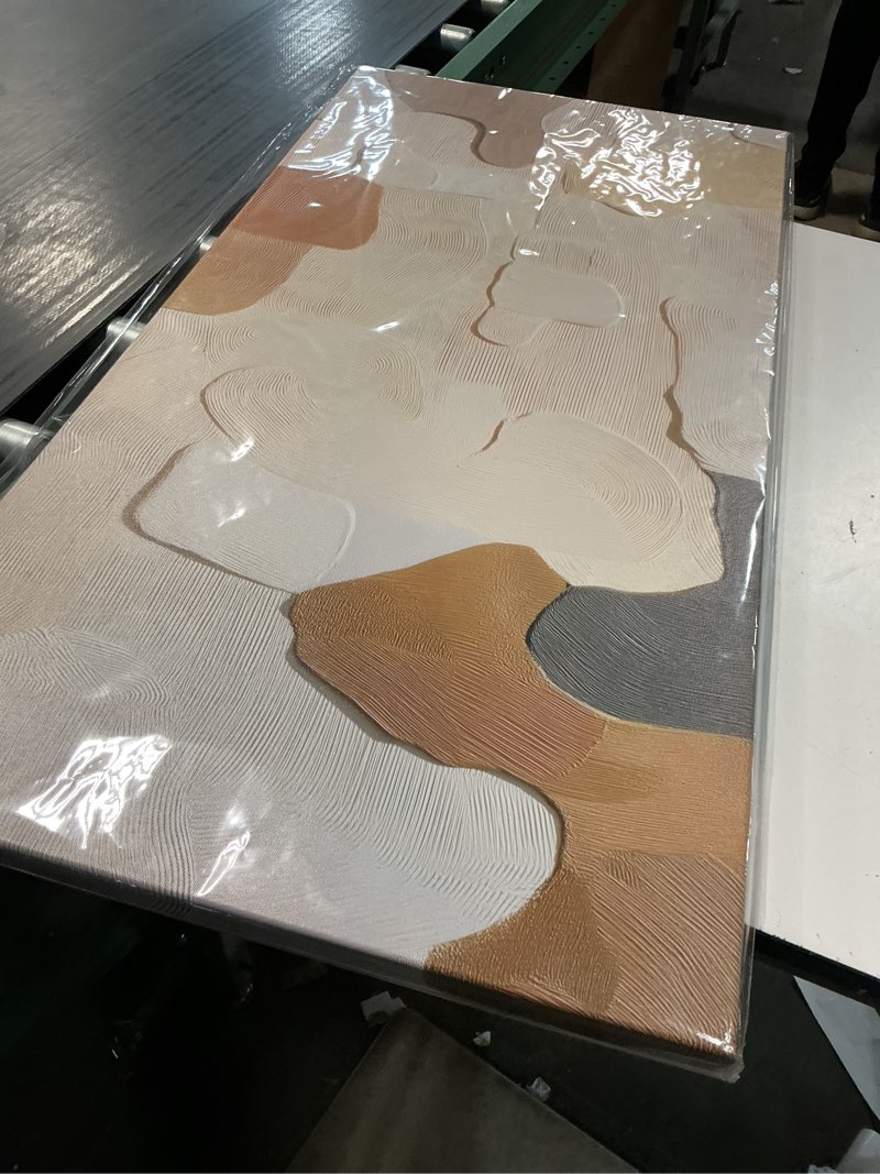 Condition photo showing New/Like New for tarfupth large abstract neutral wall art for living room 20"x40" beige and brown canvas prints minimalist artwork for bedroom kitchen home office decor ready to hang 20l" x 40w" white