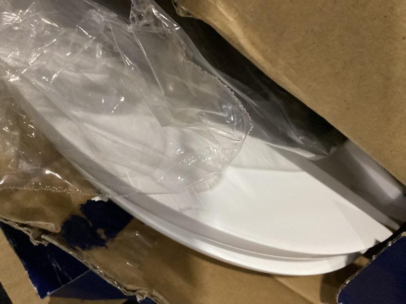 Condition photo showing Good Condition for project source wood white elongated toilet seat