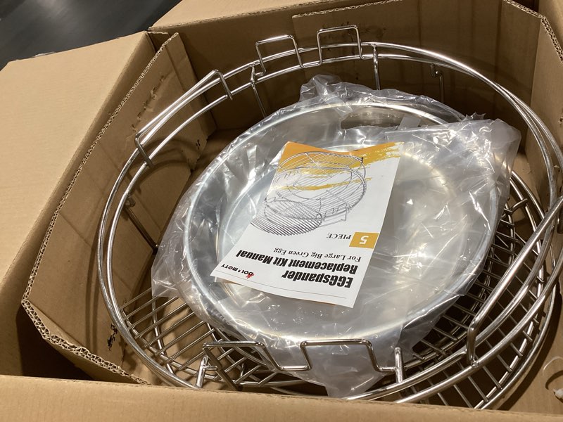 Condition photo showing Good Condition for Expander Rack Kit with Drip Pan for Big Green Egg Large, Green Egg Accessories Replacement Parts, Eggspander Rack for BGE 5 Piece Kit Conveggtor Basket with Removable Cooking System
