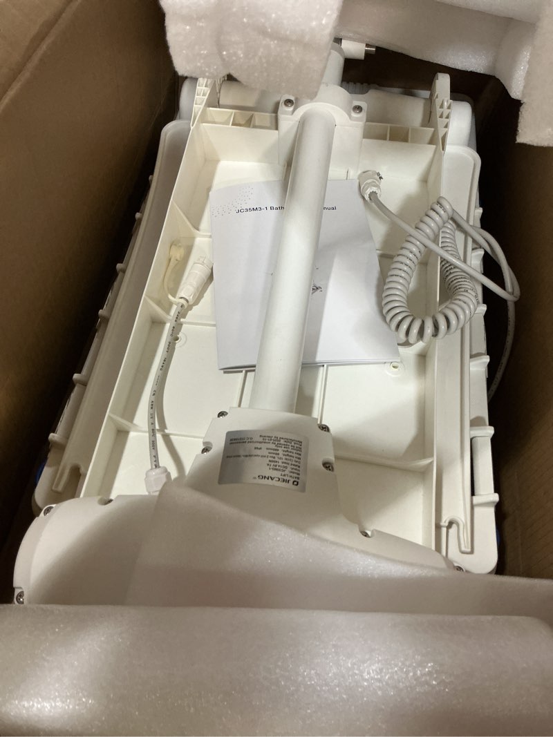 Condition photo showing As Is for electric lift chair for floor and bath, portable with rechargeable battery, ip68 waterproof, elderly and disabled lift mobility aid, 300 lb lift capacity