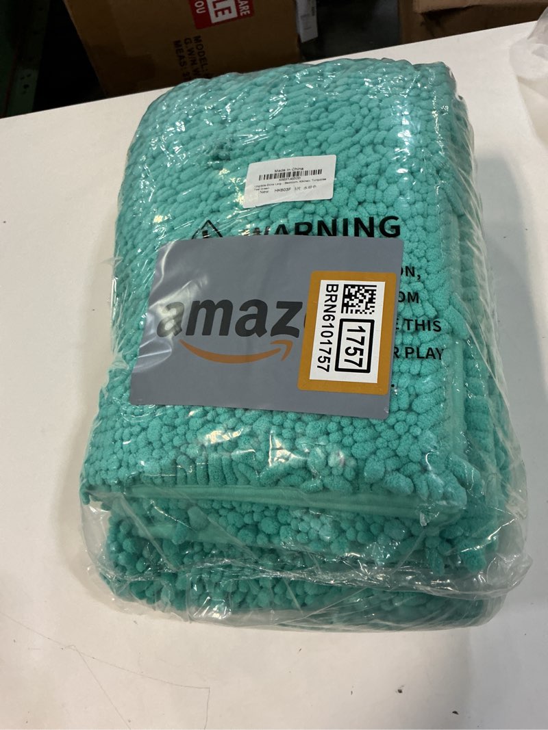 Condition photo showing New/Like New for ACCUMTEK Upgrade Extra Large Teal Green Bathroom Rug Set 3 Pieces Ultra Soft, Thick Absorbent Bath Mats, Non Slip Chenille Toilet Mat for Bathroom, Bedroom, Kitchen, Turquoise 4'×1'8"+ 2'x1'5"+ U Shape 1'8"x2' Turquoise