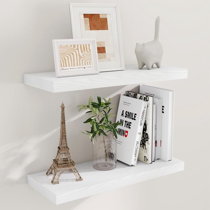 Fun Memories Floating Shelves 32 Inch Long, 9.3 Inch Deep Classic Crown Molding Floating Shelves for