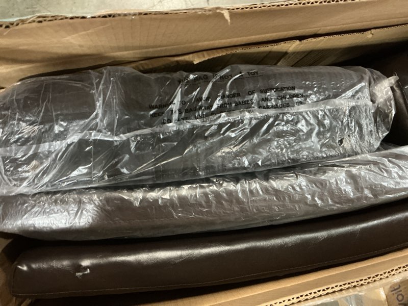 Condition photo showing As Is for DUMOS Upholstered Dining Chairs?Set of 2 PU Leather Dining Room Kitchen Chair with Nailhead Trim and Wood Legs, Modern Side Chairs for Living Room-Brown Brown 2 Pack