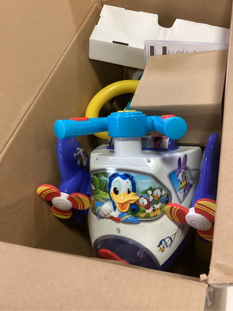 Condition photo showing Good Condition for kiddieland: activity plane: donald duck - disney light & sound foot-to-floor vehicle, interactive dashboard, propellers, parent handle, toddlers 12mo+ multicolor