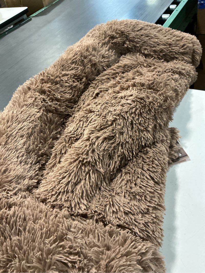 Condition photo showing As Is for GGIB Calming Dog Bed Fluffy Plush Dog Mat for Furniture Protector with Removable Washable Cover for Large Medium Small Dogs and Cats (Large, Brown)
