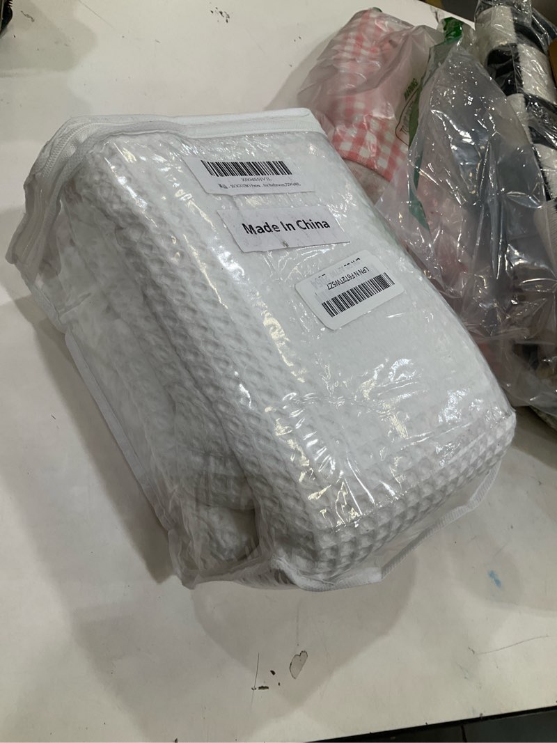 Condition photo showing New/Like New for extra long waffle shower curtain - white cotton texture fabric heavyweight shower curtains for bathroom,72wx90l white extra long 72"w x 90"l