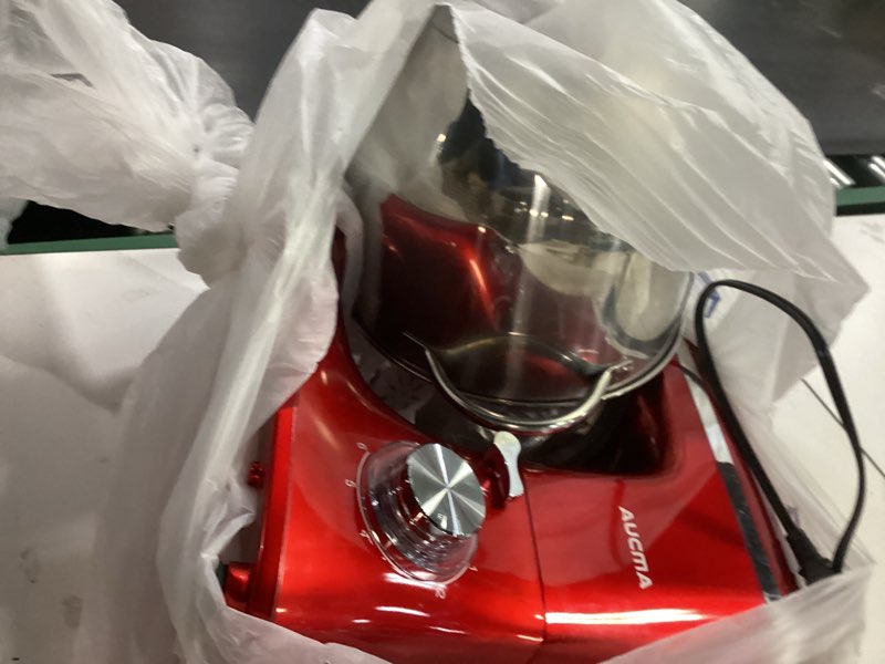 Condition photo showing As Is for Aucma Stand Mixer,7.4QT Food Mixers, Kitchen Electric Mixer with Dough Hook, Wire Whip & Beater(Black, 7.4QT) Black 7.4QT(color is red)