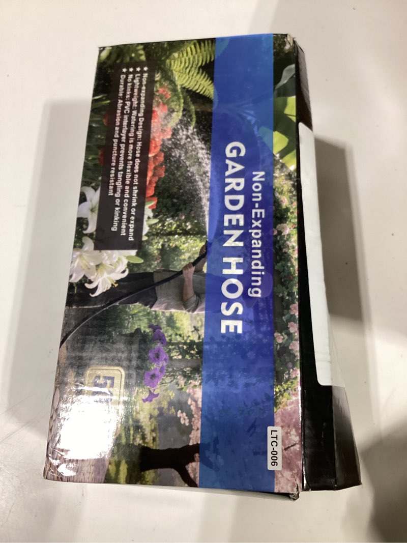 Condition photo showing As Is for cxezsik garden hose 50ft lightweight, non-expanding, leak-proof metal connector, no-knot no-tangle, easy to store and carry, wear-resistant, 3/4ght flexible water hose, hose for yard, garden, outdoor black blue 50ft