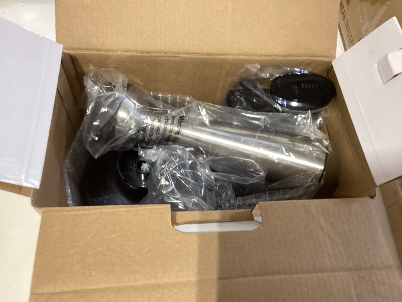 Condition photo showing New/Like New for immersion blender handheld 5 in 1 hand blender, 800w hand mixer stick, 12 speed and turbo mode handheld blender 304 stainless steel, with 20 oz mixing beaker, 17oz chopper, whisk and milk frother for soup, smoothies, baby food, sauce, abuler (black)