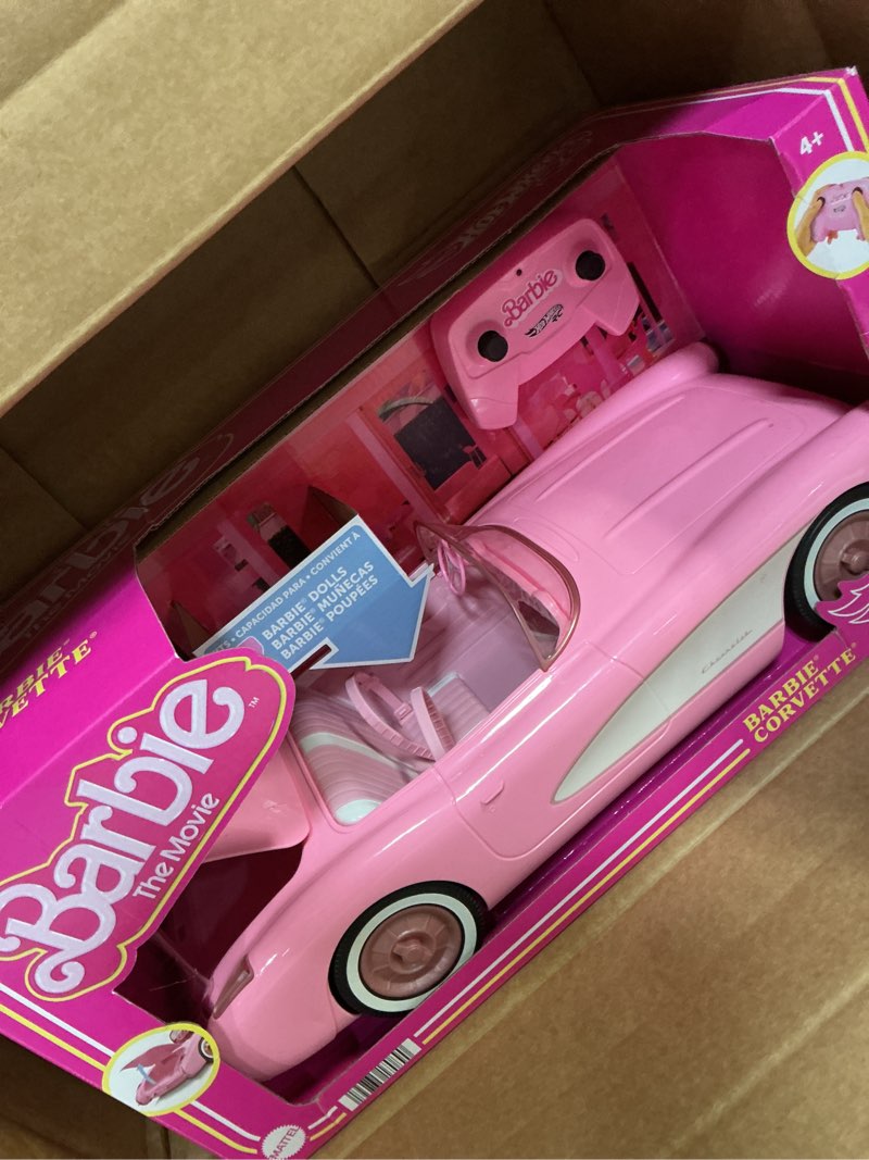 Condition photo showing Good Condition for Barbie Hot Wheels RC Corvette from The Movie, Full-Function Remote-Control Toy Car Holds 2 Dolls Modern