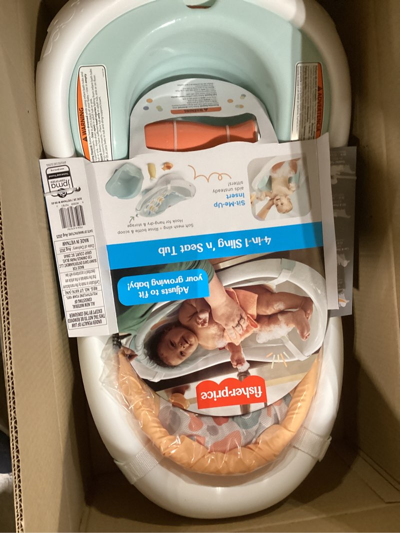 Condition photo showing New/Like New for Fisher-Price™ Baby to Toddler Bath 4-in-1 Sling 'N Seat Tub with Removable Infant Support and 2 Toys, Summer Blossoms Light Pink