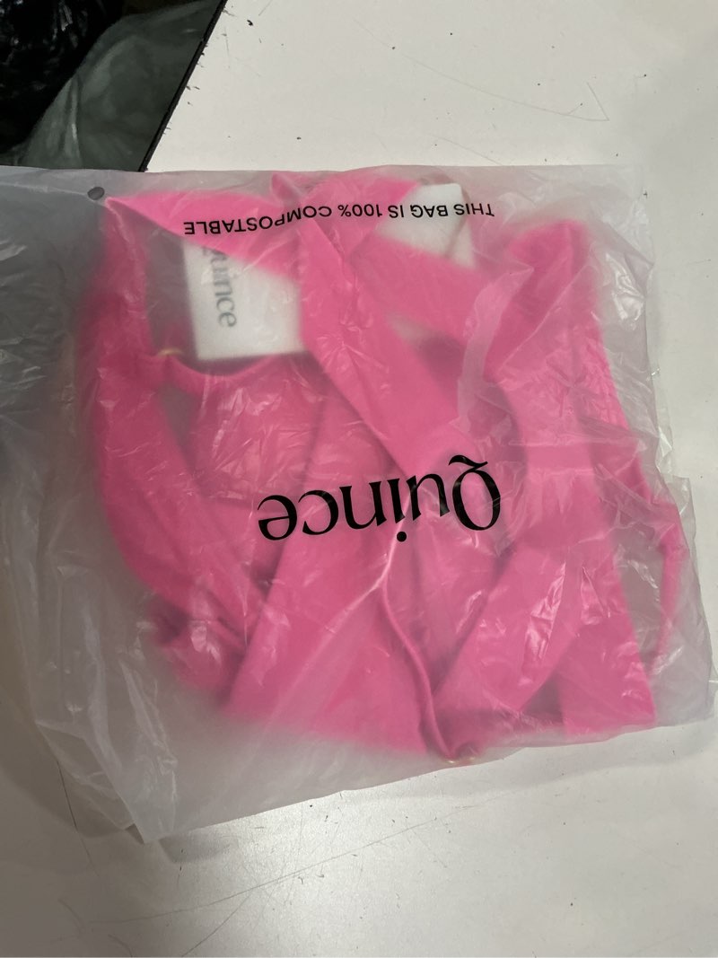 Condition photo showing New/Like New for italian scoop neck bikini top, m, bubblegum pink