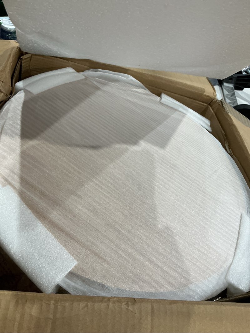 Condition photo showing Good Condition for homepop channel storage ottoman with wood top - cream boucle