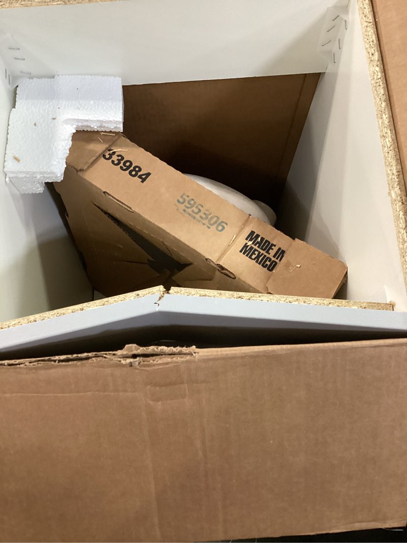 Condition photo showing As Is for Design House 597112 Wyndham Unassembled Bathroom Vanity Cabinet Without Top, 18 x 16/1 Door, White White 18 x 16 / 1 Door similar 