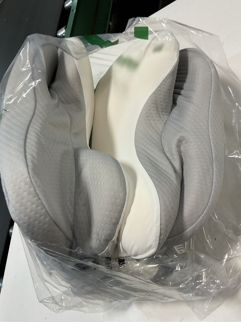 Condition photo showing Good Condition for Cervical Neck Pillow for Pain Relief - Ergonomic Side Sleeper Pillow for Neck Support, Cooling Memory Foam Pillows for Sleeping, Contour Pillow Orthopedic Bed Pillow for Back Stomach Sleepers White & Grey