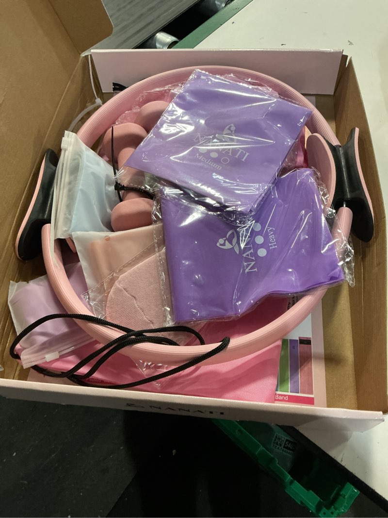 Condition photo showing Good Condition for nanati pilates kit, pilates essential kit for women, pilates equipment with 14.5" pilates ring and ball, resistance bands,dumbbells & grip socks accessories, home pilates workout kit for starter pink