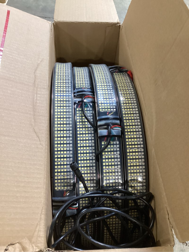 Condition photo showing Good Condition for 17in 12 Row Amber White Wheel Ring Lights with Amber Turn Signal White Courtesy Light APP RF Control,11928LEDs Waterproof IP68 Rim Tire Wheel Lights for Truck Car 17 inch
