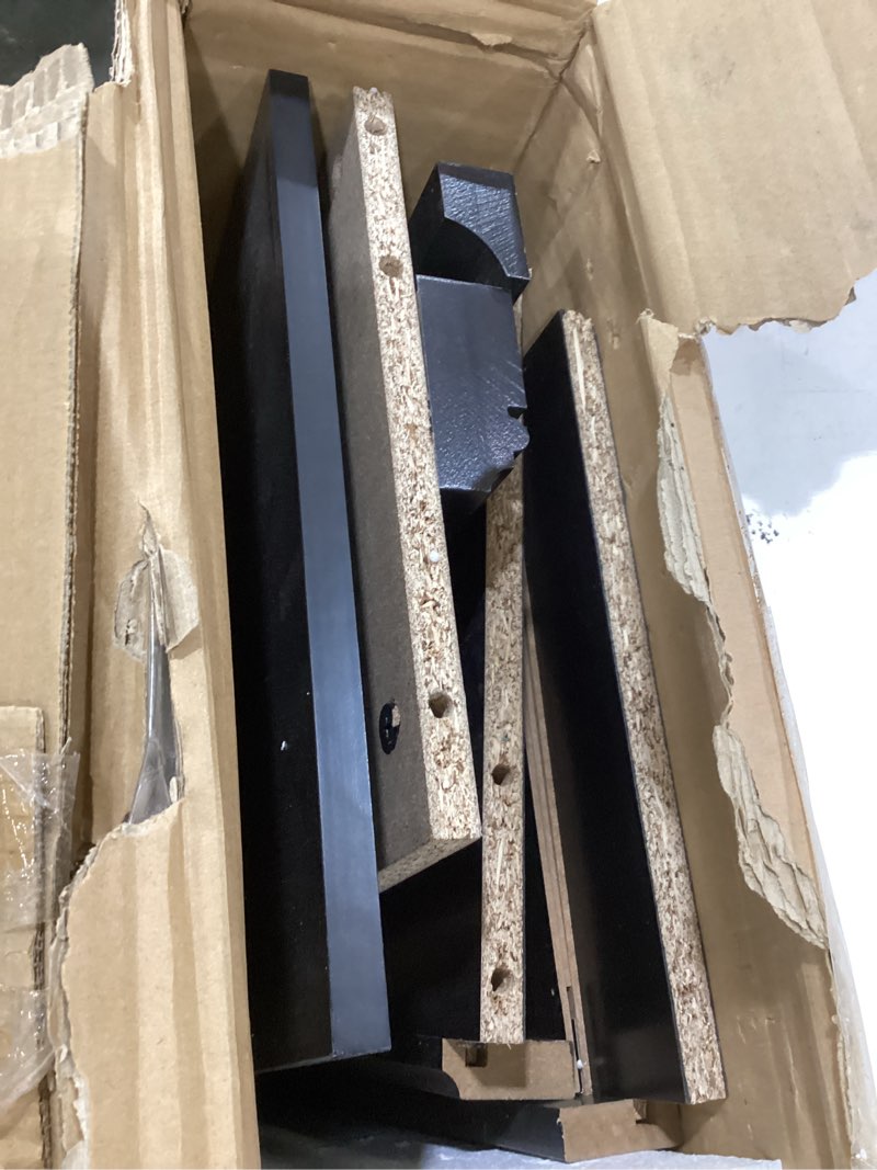 Condition photo showing As Is for sauder miscellaneous storage 2-shelf bookcase/ book shelf, estate black finish estate black finish bookcase