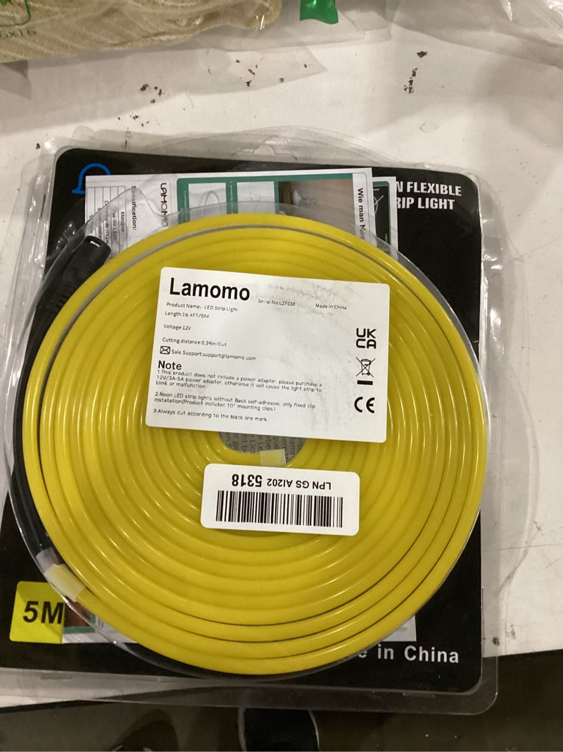 Condition photo showing Good Condition for lamomo led neon lights, 16.4ft yellow led strip light, 12v 0.39in/cut silicone waterproof neon rope light, diy neon sign for bedroom indoor outdoor decoration?power adapter not included? yellow 16.4 ft