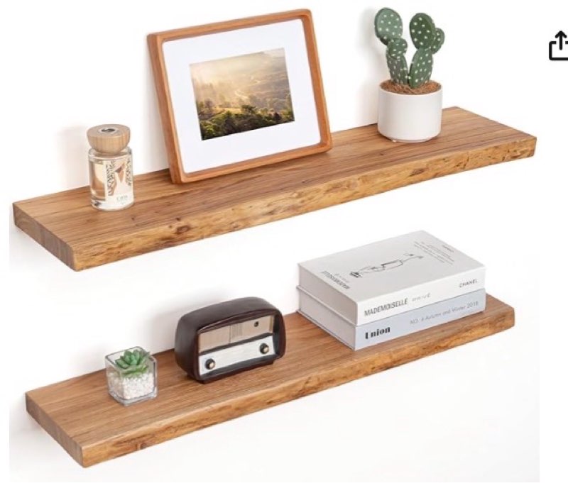 YLYHSST 36x8x1.6 inch Floating Shelves Set of 2 – Solid Wood Rustic Oak Wall Mounted Shelf for Kitch