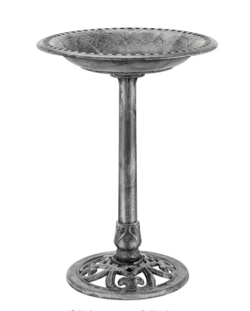 VIVOHOME 28 Inch Height Polyresin Lightweight Antique Outdoor Garden Bird Bath Gray