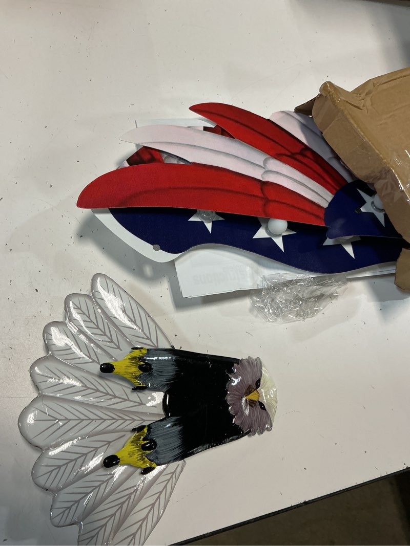 Condition photo showing Good Condition for adroiteet lighted american eagle 4th of july 250th decorations outdoor with timer led lights patriotic metal wall art for golf cart indoor front door american flag eagle decor, 23.6" x 15.7" set b