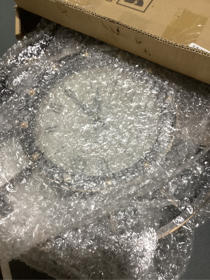 Condition photo showing Good Condition for large industrial steampunk decor vintage wall clock, antique gold black metal wall clocks for living room farmhouse (23" h x 14" w) antique gold black 23" h x14" w