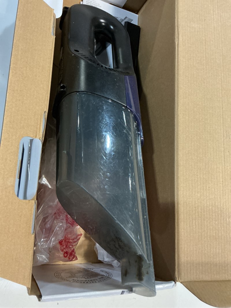 Condition photo showing As Is for shark cyclone pet handheld vacuum with 8" crevice tool, hypervelocity suction, navy blue/grey, ch701 cyclone w/ 2 attachments
