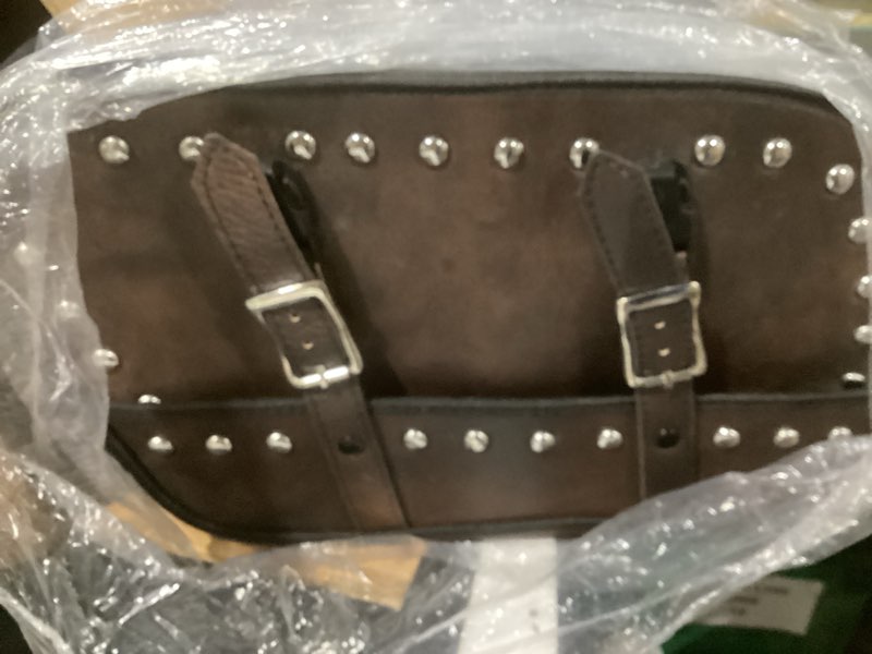 Condition photo showing Good Condition for dream apparel naked cowhide leather motorcycle saddle bags studded throw over saddlebags, motorcycle side bags for honda shadow sportster softail dyna v-star (distressed brown) distressed brown 36l studded