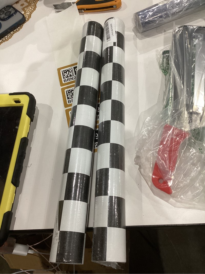 Condition photo showing Good Condition for Black and White Contact Paper Mosaic Checkered Peel and Stick Wallpaper 17.3"x200" Lattice Self Adhesive Waterproof Vinyl Roll for Bathroom Kitchen Backsplash Cabinets Shelf Liners Drawers Checkered 17.3" x 200"