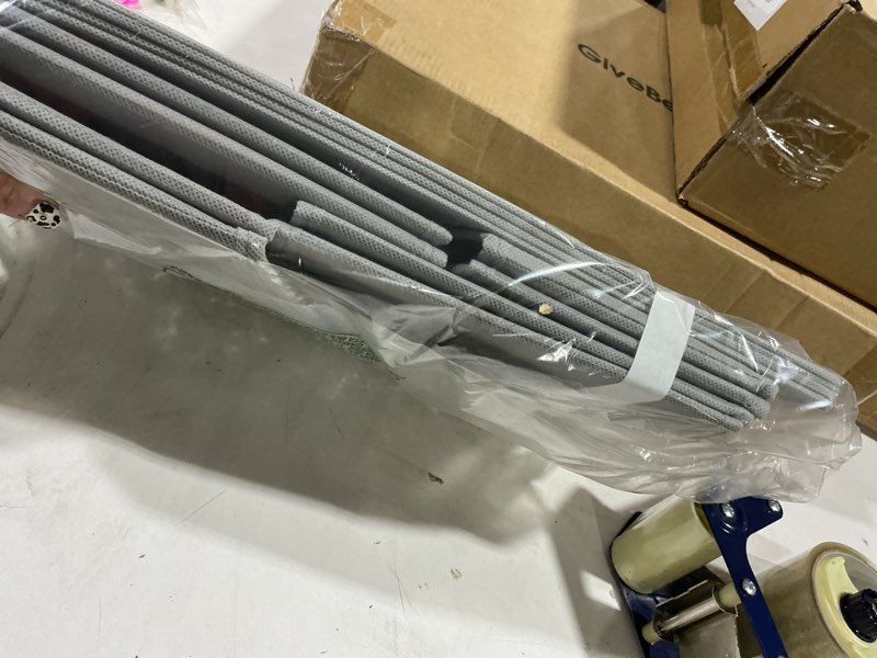 Condition photo showing Good Condition for Criusia Closet Organizers Bins 4 Pack - Large Collapsible Shelf Organizer with Handles - Fabric Trapezoid Home Organization and Storage Baskets for Organizing Clothes Toy Blanket Towel Purse Hats 4 pack-Large Grey